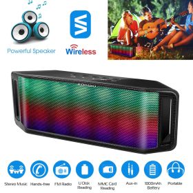 LED Wireless Speaker Dynamic Multicolor Hands-free FM Radio USB MMC Reading Aux In for Party Camping Travel