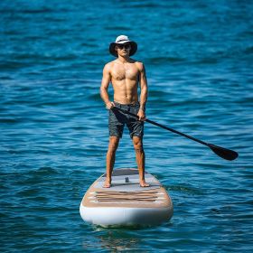 Inflatable Stand Up Paddle Board 10'6"*32"*6" with Free Premium SUP Accessories,Wood color