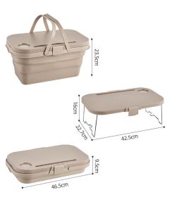 Outdoor Camping Folding Storage Boxes Picnic Waterproof Picnic Baskets (Color: coffee)
