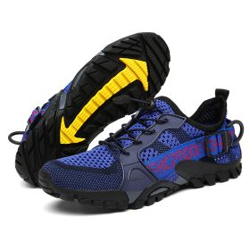 JIEMIAO Men Hiking Shoes Non-Slip Breathable Tactical Combat Army Boots Desert Training Sneakers Outdoor Trekking Shoes (Color: Blue)