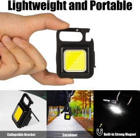 Portable LED Keychain Lights COB Flashlight Outdoor Work Light For Strong Magnetic Bottle Opener Camping Emergency Light (Emitting Color: light With Bracket)