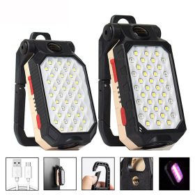 Powerful COB Work Light Rechargeable LED Flashlight Adjustable Waterproof Camping Lantern Magnet Design with Power Display (Emitting Color: Type A-Small)