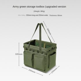 Outdoor tool storage box Camping storage storage bag Large capacity multi-function handbag Storage picnic bag (colour: Military green)