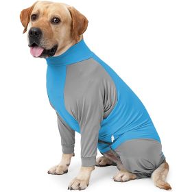 Dog Pullover Pajamas Home Wear Dog Recovery Suit Pet Cozy Onesie Jumpsuit Apparel Outfit Clothes for Dogs Walking Hiking Sleep (Color: PC-123-Blue)