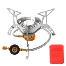 Camping Gas Stove Burner Split Ultralight Cookware Furnace for Outdoor Camping Equipment Hiking Backpacking Picnic Stove Head (Color: With Wind Shield)