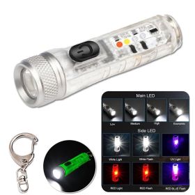 Mini Keychain Flashlight LED Rechargeable Torch Portable Magnetic USB Charging Flashlight High Power Camping Long Range Lantern (Emitting Color: Fluorescent)
