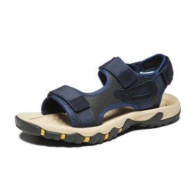 Men Summer Sandals Man Beach Sandals Mountain Hiking Sandals Outdoor Casual Slippers Comortable Non-Slip Shoes Puls Size 47 (Color: Navy)
