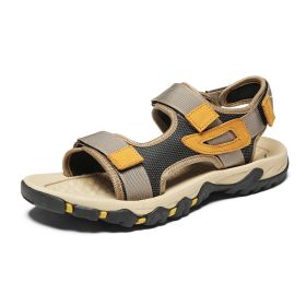 Men Summer Sandals Man Beach Sandals Mountain Hiking Sandals Outdoor Casual Slippers Comortable Non-Slip Shoes Puls Size 47 (Color: khaki)