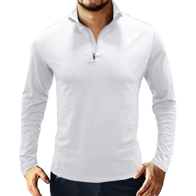 Men's Casual Polo Shirts 1/4 Zip Long Sleeve Shirt Outdoor Stand Up Collar Slim Fit Shirts (size: X-Large)