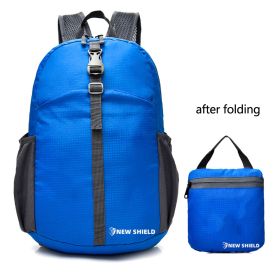 Folding Ultralight Portable Backpack as Outdoor Cycling Mountaineering Travel Backpack (Color: Blue1)