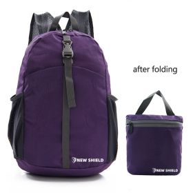 Folding Ultralight Portable Backpack as Outdoor Cycling Mountaineering Travel Backpack (Color: Purple)