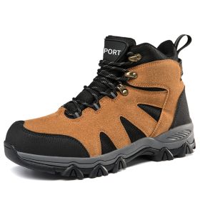 Men's Outdoor Hiking Shoes Mountaineer Climbing Sneakers Waterproof Tactical Hiking Shoes Men Camping Walking Boots (Color: Orange)