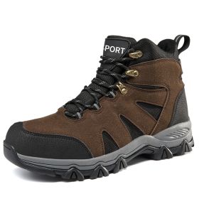 Men's Outdoor Hiking Shoes Mountaineer Climbing Sneakers Waterproof Tactical Hiking Shoes Men Camping Walking Boots (Color: Auburn)