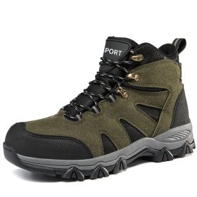 Men's Outdoor Hiking Shoes Mountaineer Climbing Sneakers Waterproof Tactical Hiking Shoes Men Camping Walking Boots (Color: Green)