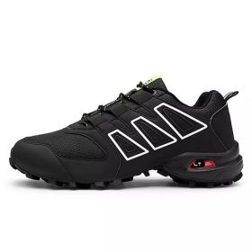 Men's comfortable sneakers wear shoes walking shoes mesh material men's hiking shoes non-slip outdoor sports shoes (Color: Black)