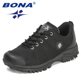 BONA 2022 New Designers Hiking Shoes Men Trekking Sneakers Walking Mountain Outdoor Shoes Man Trail Running Tourism Footwear (Color: Black silver gray)