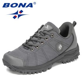 BONA 2022 New Designers Hiking Shoes Men Trekking Sneakers Walking Mountain Outdoor Shoes Man Trail Running Tourism Footwear (Color: Dark grey light gray)