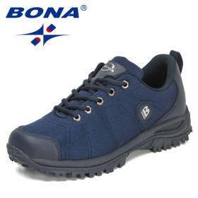 BONA 2022 New Designers Hiking Shoes Men Trekking Sneakers Walking Mountain Outdoor Shoes Man Trail Running Tourism Footwear (Color: Deep blue S gray)