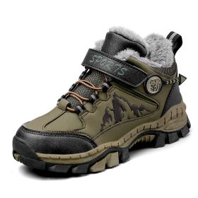 Kids Hiking Shoes Teenagers Antiskid Running Shoes Walking Mountain Sport Shoes For Boys Climbing Footwear Basket Kids Sneakers (Color: Army Green)