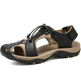 Summer Men Sandals New Non-slip Outdoor Beach Shoes Breathable Hiking Lightweight Beach Men's Slippers Casual Shoes Sandalias (Color: Black)
