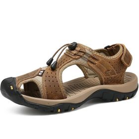 Summer Men Sandals New Non-slip Outdoor Beach Shoes Breathable Hiking Lightweight Beach Men's Slippers Casual Shoes Sandalias (Color: Auburn)