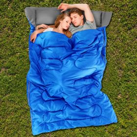 2 Person Waterproof Sleeping Bag with 2 Pillows (Color: Blue)