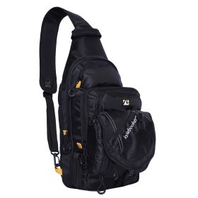 Fishing Sling Pack Fishing Crossbody Gear Storage Shoulder Bag (Color: Black with Yellow)