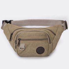 Sling Shoulder Travel Sport Pouch Unisex Fanny Pack Belt Waist Bag (Color: khaki)