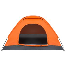 1-Person Waterproof Camping Dome Tent Automatic Pop Up Quick Shelter Outdoor Hiking Orange (Color: As Picture)