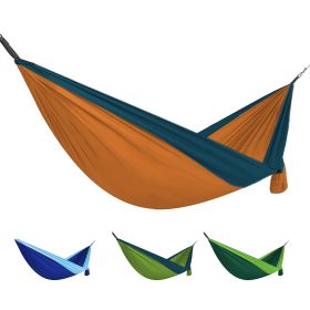 Outdoor Deluxe Portable Hammock Compact 1-Person 108"*54" Hammock Multi-Purpose Indoor/Outdoor- Hammock Kit with Tree Straps and Carabiners (Color: Amber)