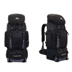 90L 80L Travel Bag Camping Backpack Hiking Army Climbing Bags (Color: Sky blue 90L Black  Bag)