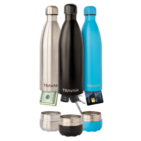 Water Bottle w Hidden Storage Compartment (Diversion Bottle) (Color: Black)