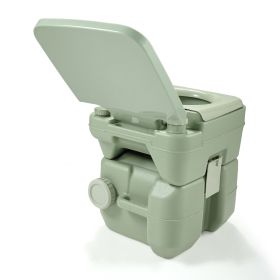 5 Gallon Portable Toilet;  Flush Potty;  Travel Camping Outdoor (Color: Greyish green)