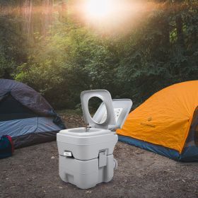 5 Gallon Portable Toilet;  Flush Potty;  Travel Camping Outdoor (Color: Gray)