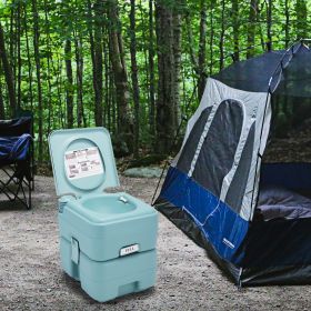 5 Gallon Portable Toilet;  Flush Potty;  Travel Camping Outdoor (Color: turquoise)